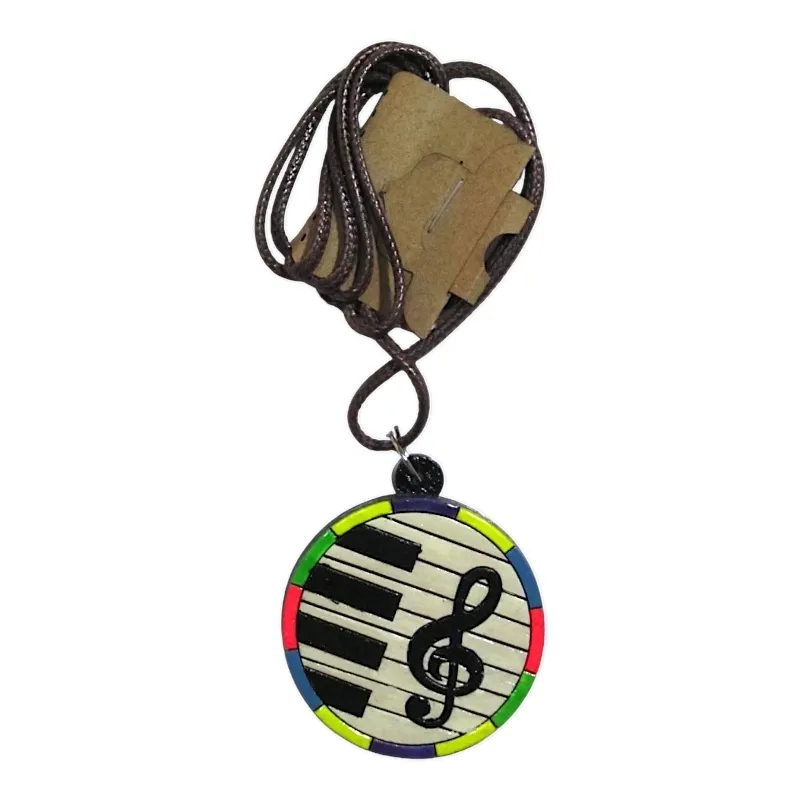 گردنبند چوبی_ طرح کلید سل و پیانو