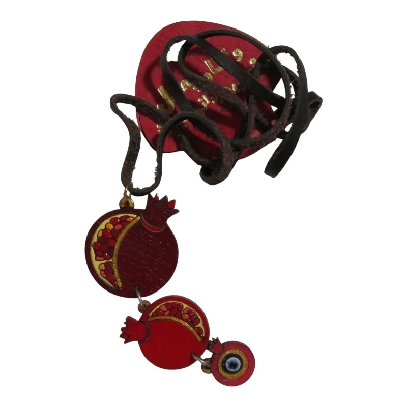 گردنبند چوبی _ طرح انار و چشم